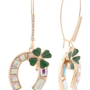 Betsey Johnson Elegant Gold and Green Horseshoe Earrings